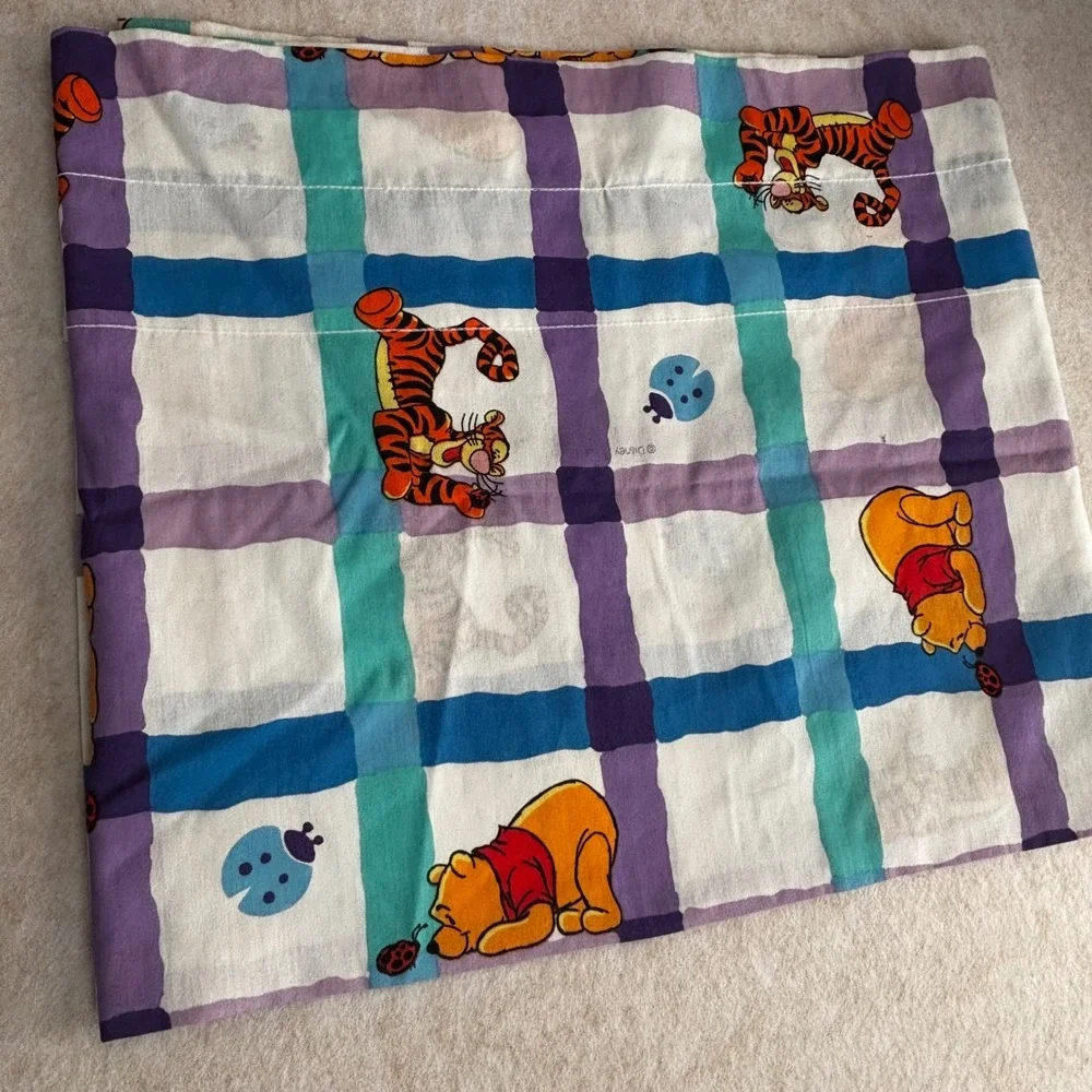Vintage Disney Winnie the Pooh Tigger Plaid Window Valance Curtain 84x15 USA